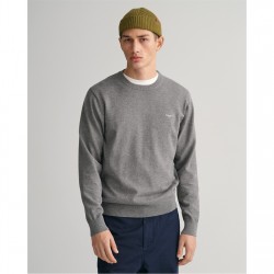 зимни,аксесоари,мъжки,пуловери,gant,classic,cotton,c,neck,bordeaux,mela,grey,melange092