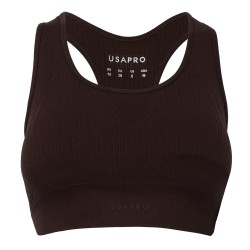 USA Pro Seamless Crop Sports Bra Womens - Chocolate Brown спортни,сутиени,дамско,бельо,дамски,горнища,за,тренировка,дамско,фитнес,облекло,спортни,сутиени,дамски,облекла,за,бягане,usa,pro,seamless,crop,sports,bra,w