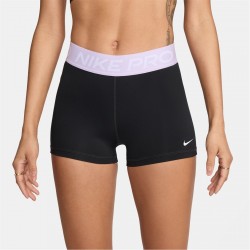 Дамски къси панталони Nike Pro Three Inch Shorts Womens - Black/Lilac дамски,къси,панталони,шорти,за,физическо,дамски,къси,панталони,дамски,панталони,и,къси,панталони,за,тренировка,дамско,фитнес,облекло,дамски,облекла,за,бяга