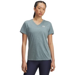 Under Armour Tech™ Twist V-Neck Short Sleeve Womens - Jasper Blue дамски,горнища,за,тренировка,дамско,фитнес,облекло,лека,атлетика,under,armour,tech,twist,v,neck,short,sleeve,womens,jasper,blue