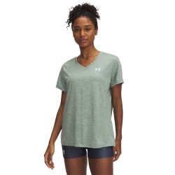 Under Armour Tech™ Twist V-Neck Short Sleeve Womens - Silica Green дамски,горнища,за,тренировка,дамско,фитнес,облекло,дамски,облекла,за,бягане,under,armour,tech,twist,v,neck,short,sleeve,womens,silica,green