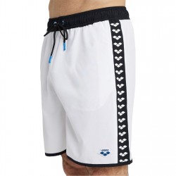 Arena Unisex Bermuda Team Stripe - White Black мъжки,летни,бански,плуване,в,училище,мъжки,бански,костюми,мъжки,бански,костюми,борд,шорти,и,бански,тип,боксерки,бански,тип,слип,стоки,за,плуване,на,разпрод