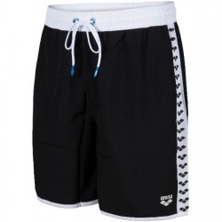 Arena Unisex Bermuda Team Stripe - Black White мъжки,летни,бански,плуване,в,училище,мъжки,бански,костюми,мъжки,бански,костюми,борд,шорти,и,бански,тип,боксерки,бански,тип,слип,стоки,за,плуване,на,разпрод