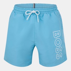 Бански гащета Boss Mens BOSS Swim Shorts with Logo Detail (Stormfish) - Aqua/Wht 455 бански,гащета,boss,mens,boss,swim,shorts,with,logo,detail,stormfish,aqua,wht,455