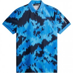 J Lindeberg Golf Tech Print Polo Sn52 - Warp Sonic Blue j,lindeberg,golf,tech,print,polo,sn52,warp,sonic,blue