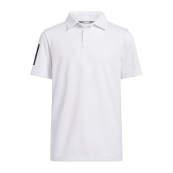 Детска блуза с яка Adidas 3 Stripe Polo Shirt Junior Boys - White детска,блуза,с,яка,детски,блузи,с,яка,детски,горнища,за,голф,детски,облекла,за,голф,облекла,за,голф,adidas,3,stripe,polo,shirt,j