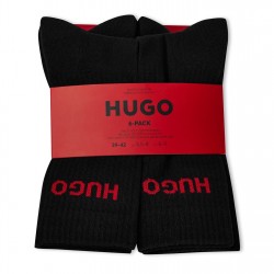 чорапи,мъжки,чорапи,hugo,6,pack,ribbed,logo,crew,socks,black,001
