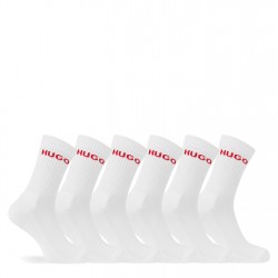 чорапи,мъжки,чорапи,hugo,6,pack,ribbed,logo,crew,socks,white,100