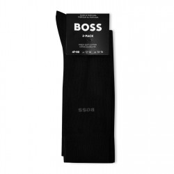 Boss Mens BOSS BODYWEAR 2 Pack Cotton Crew Socks with Logo Detail - Black 001 boss,mens,boss,bodywear,2,pack,cotton,crew,socks,with,logo,detail,black,001