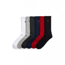 чорапи,мъжки,чорапи,ralph,lauren,6,pack,crew,socks,blk,red,nvy