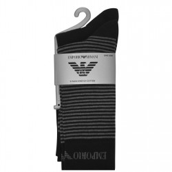 Чорапи EMPORIO ARMANI 2 Pack Cotton Socks - Black 00220 чорапи,чорапи,на,разпродажба,всички,чорапи,мъжки,чорапи,emporio,armani,2,pack,cotton,socks,black,00220