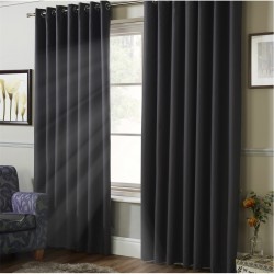 Alan Symonds 100pct. Blackout Ring Top Eyelet Curtains - Charcoal alan,symonds,100pct.,blackout,ring,top,eyelet,curtains,charcoal