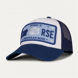 шапка,мъжки,шапки,и,ръкавици,christian,rose,iconic,ii,plate,trucker,cap,blue,white