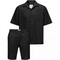 къси,панталони,only,and,sons,mens,resort,shirt,and,shorts,set,black