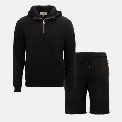 Мъжки екип Firetrap Hood Shirt and short Set Mens - Black мъжки,екип,мъжки,горнища,размер+,firetrap,hood,shirt,and,short,set,mens,black