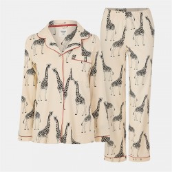 пижама,дамски,пижами,chelsea,peers,button,up,pyjama,set,white,giraffe