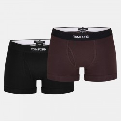 Боксерки TOM FORD Men's Plain Cotton Boxer Briefs 2-Pack - Black/Chocolate боксерки,аксесоари,на,разпродажба,мъжко,бельо,tom,ford,men's,plain,cotton,boxer,briefs,2,pack,black,chocolate