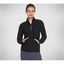 дамски,туристически,полари,дамски,полари,skechers,goluxe,rib,1,4,zip,fleece,womens,black