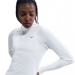 Nike Pacer Women's Long-Sleeve 1/2-Zip Running Top - White/Silv чорапи,за,бягане,всички,чорапи,разпродажба,nike,дамски,топове,дамски,горнища,размер+,дамски,горнища,с,цип,дамски,облекла,размер,лека,атлетика,облекла,за,бя