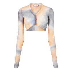 дамска,жилетка,off,white,women,s,tie,dye,cropped,long,sleeve,v,neck,cardigan,camel,white