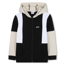 суичър,boss,kids,colour,block,zip,hoodie,black,09b