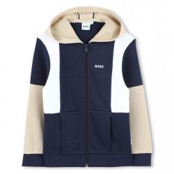 Суичър Boss Kids' Colour Block Zip Hoodie - Navy 849 суичър,boss,kids',colour,block,zip,hoodie,navy,849