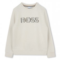 юношеска,блуза,детски,облекла,boss,bold,logo,sweatshirt,juniors,vanille,21c