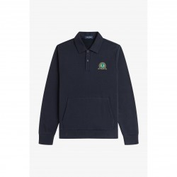 блуза,мъжки,горнища,с,качулка,fred,perry,men,s,badge,collar,ribbed,crew,sweatshirt,navy,608
