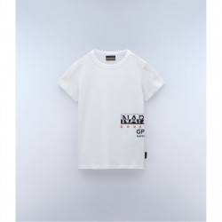 Тениска Napapijri Kids' Eiger Regular Fit T-Shirt - White 002 тениска,детски,3/4,панталони,napapijri,kids',eiger,regular,fit,t,shirt,white,002