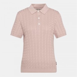 пуловер,дамски,плетени,дрехи,дамски,топове,barbour,hartland,short,sleeve,polo,neck,jumper,primrose,pink