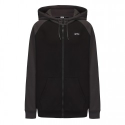 мъжки,суичър,мъжки,горнища,с,качулка,slazenger,fleece,contrast,zip,hoodie,mens,black,charcoal