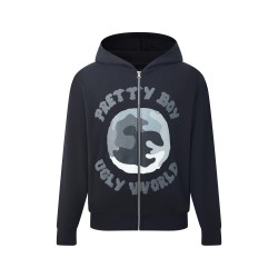 Мъжки суичър Pretty Boy Ugly World The Pretty Boy Ugly World Cotton Long Sleeve Oversized Fit Zip Hoodie Mens - Black/Grey мъжки,суичър,мъжки,горнища,с,качулка,pretty,boy,ugly,world,the,pretty,boy,ugly,world,cotton,long,sleeve,oversized,fit,zip,hoodie,mens,black,grey