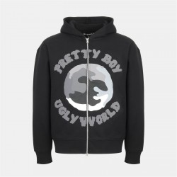 суичър,облекла,на,разпродажба,мъжки,ежедневни,облекла,мъжки,горнища,с,качулка,pretty,boy,ugly,world,mens,cotton,long,sleeve,oversized,fit,zip,hoodie,black,