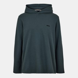 суичър,мъжки,горнища,с,качулка,boss,mens,boss,bodywear,waffle,loungewear,hoodie,with,logo,detail,open,green,345