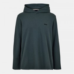 суичър,boss,mens,boss,bodywear,waffle,loungewear,hoodie,with,logo,detail,open,green,345