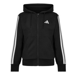Мъжки суичър adidas Essentials Fleece 3-Stripes Full-Zip Hoodie Mens - Black/White мъжки,суичър,мъжки,горнища,с,качулка,adidas,essentials,fleece,3,stripes,full,zip,hoodie,mens,black,white