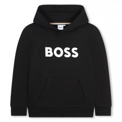 boss,logo,print,hoodie,boys,black,09b