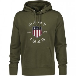 суичър,мъжки,ежедневни,облекла,gant,print,sweat,hoodie,grey,melange,s,juniper,green