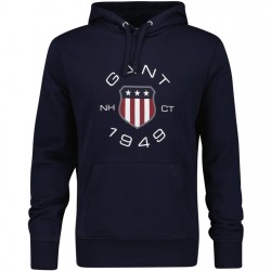 суичър,мъжки,ежедневни,облекла,gant,print,sweat,hoodie,grey,melange,s,evening,blue