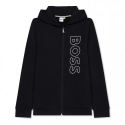 юношески,суичър,детски,облекла,boss,large,logo,zip,hoodie,juniors,black,09b
