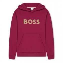 суичър,boss,kids',logo,print,pull,over,hoodie,crimson,95l