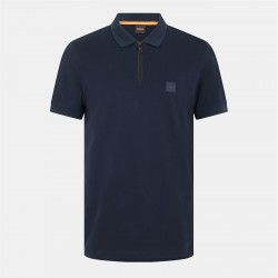 облекла,на,разпродажба,мъжки,тениски,boss,men's,quarter,zip,fastening,polo,dark,blue