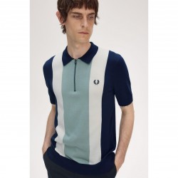 блуза,с,яка,мъжки,тениски,fred,perry,men,s,vertical,stripe,zipped,short,sleeve,polo,shirt,tennis,blue,y90