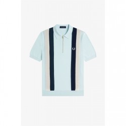 блуза,с,яка,облекла,на,разпродажба,мъжки,тениски,fred,perry,men's,vertical,stripe,zipped,short,sleeve,polo,shirt,light,ice,r30