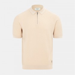 мъжки,блузи,с,яка,firetrap,quarter,zip,short,sleeve,ribbed,knit,polo,beige