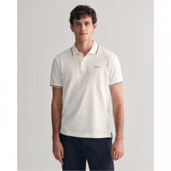 Блуза с яка Gant Tipped Pique Polo Shirt - White 110 блуза,с,яка,мъжки,тениски,gant,tipped,pique,polo,shirt,white,110