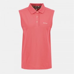 блуза,с,яка,дамски,топове,barbour,bowford,sleeveless,polo,shirt,pink,punch
