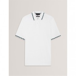 Блуза с яка Ted Baker Men's Jacquard Short-Sleeve Polo Shirt - White блуза,с,яка,облекла,на,разпродажба,мъжки,тениски,ted,baker,men's,jacquard,short,sleeve,polo,shirt,white