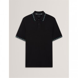 Блуза с яка Ted Baker Men's Jacquard Short-Sleeve Polo Shirt - Black блуза,с,яка,облекла,на,разпродажба,мъжки,тениски,ted,baker,men's,jacquard,short,sleeve,polo,shirt,black