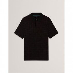 Ted Baker Ted SS Jacquard Polo Sn54 - Black облекла,на,разпродажба,мъжки,тениски,ted,baker,ted,ss,jacquard,polo,sn54,black